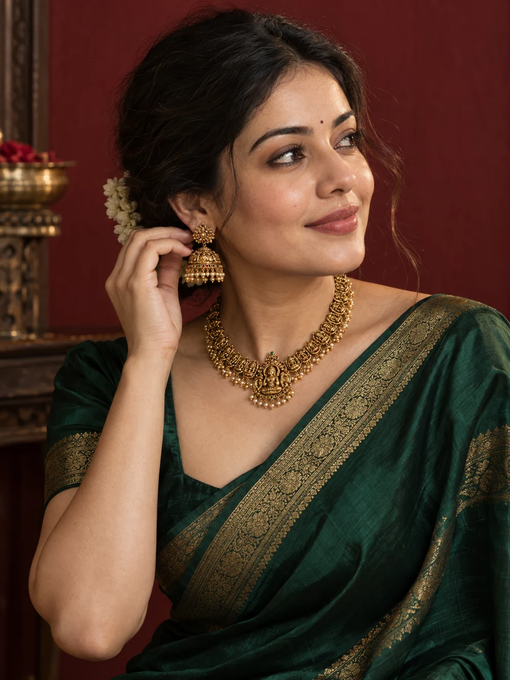 Gold necklace and earrings set — Shreeji Jewellery
