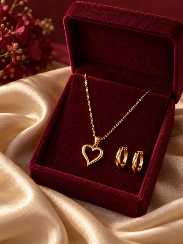 A gold jewellery set arranged for gifting inspiration — Shreeji Jewellery